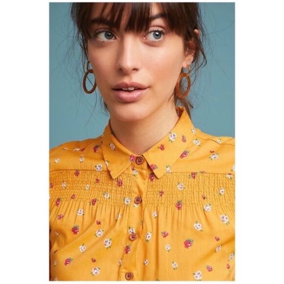 🦃 Anthropologie Maeve Phyllis Long Sleeve Button Down Floral Blouse - Picture 2 of 13